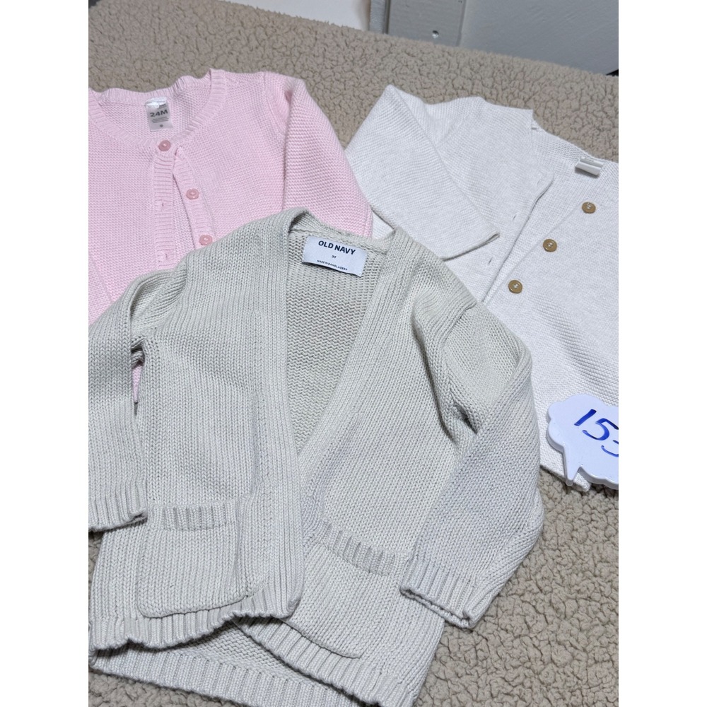 Toddler Cardigan Bundle Old Navy H&M Simple Joys Pink Gray Cream 2T 3T Set of 3